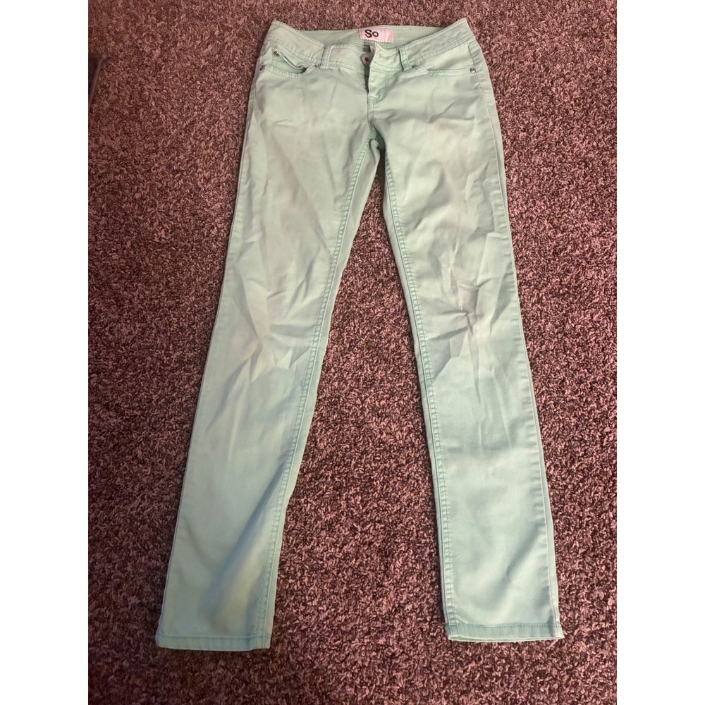 SO Mint Green Skinny Pants Womens Size 3 Low Rise Stretch Pastel Trousers